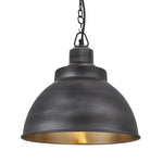 Brooklyn Dome Pendant Light - 13 Inch-Industville-Pewter & Brass-Pewter Chain Holder-nirohome