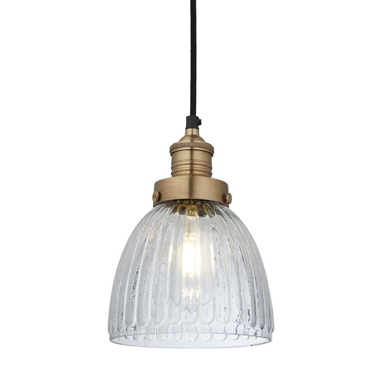 Brooklyn Glass Cone Pendant Light - 7inch-Industville-Brass-nirohome