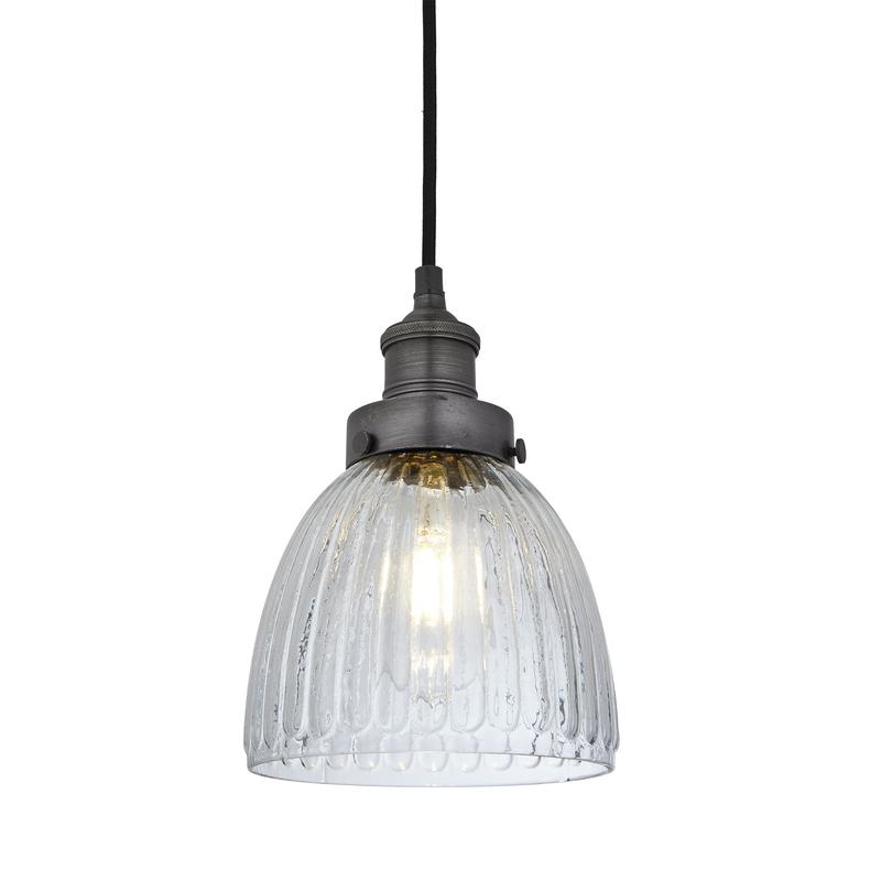 Brooklyn Glass Cone Pendant Light - 7inch-Industville-Pewter-nirohome