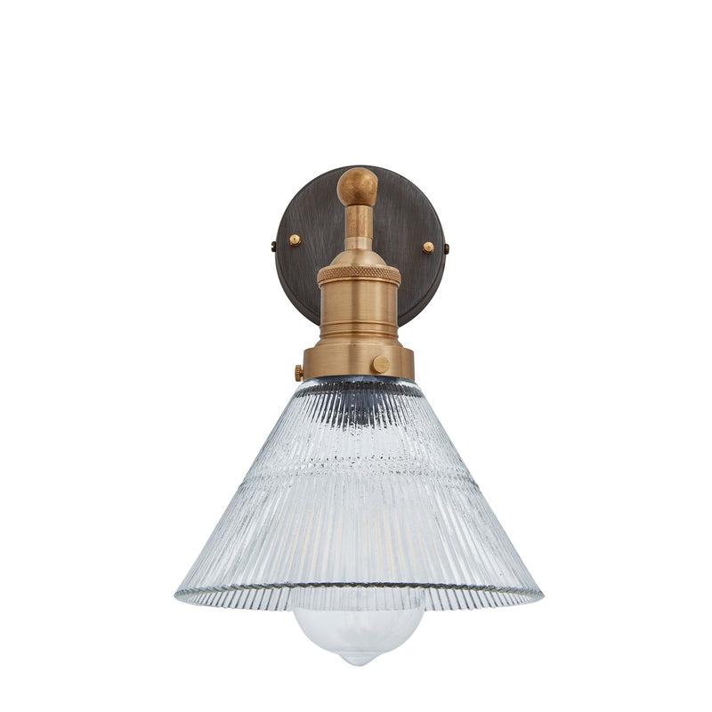 Brooklyn Glass Funnel Wall Light - 7 Inch-Industville-Brass-nirohome