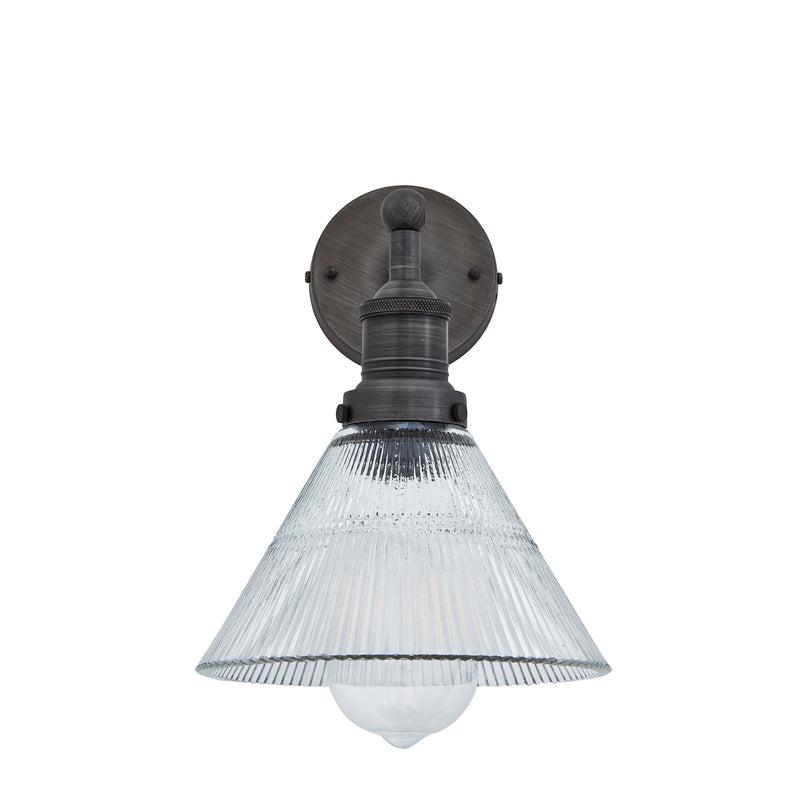 Brooklyn Glass Funnel Wall Light - 7 Inch-Industville-Pewter-nirohome