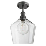 Brooklyn Glass Schoolhouse Flush Mount Ceiling Light - 10 Inch-Industville-Clear-Pewter-nirohome