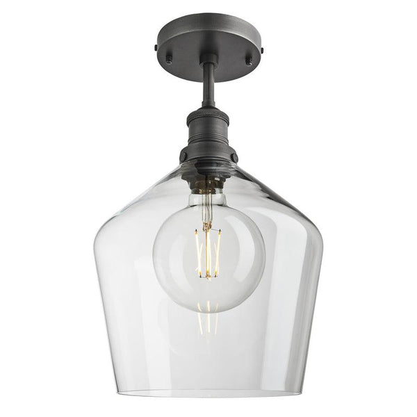 Brooklyn Glass Schoolhouse Flush Mount Ceiling Light - 10 Inch