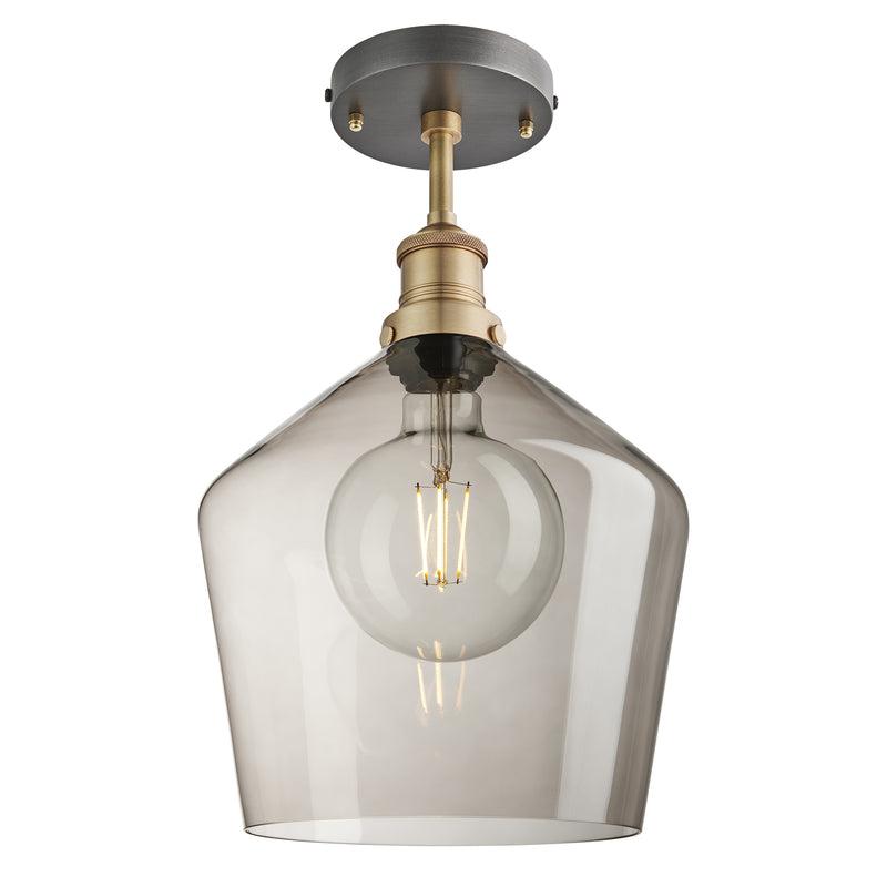 Brooklyn Glass Schoolhouse Flush Mount Ceiling Light - 10 Inch-Industville-Mocha-Brass-nirohome