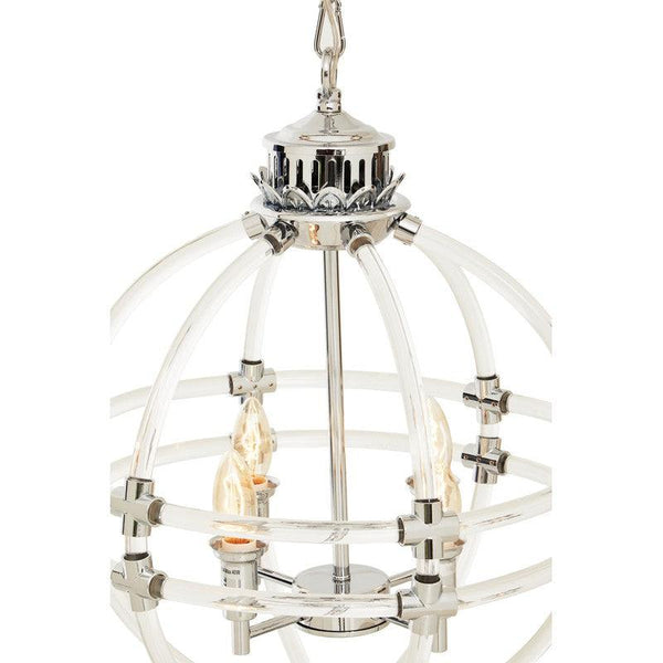 Burch Clear Acrylic and Chrome Orb Chandelier