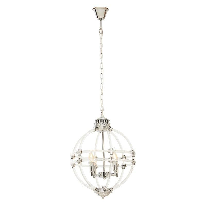 Burch Clear Acrylic and Chrome Orb Chandelier-Wrenford & Co.-nirohome