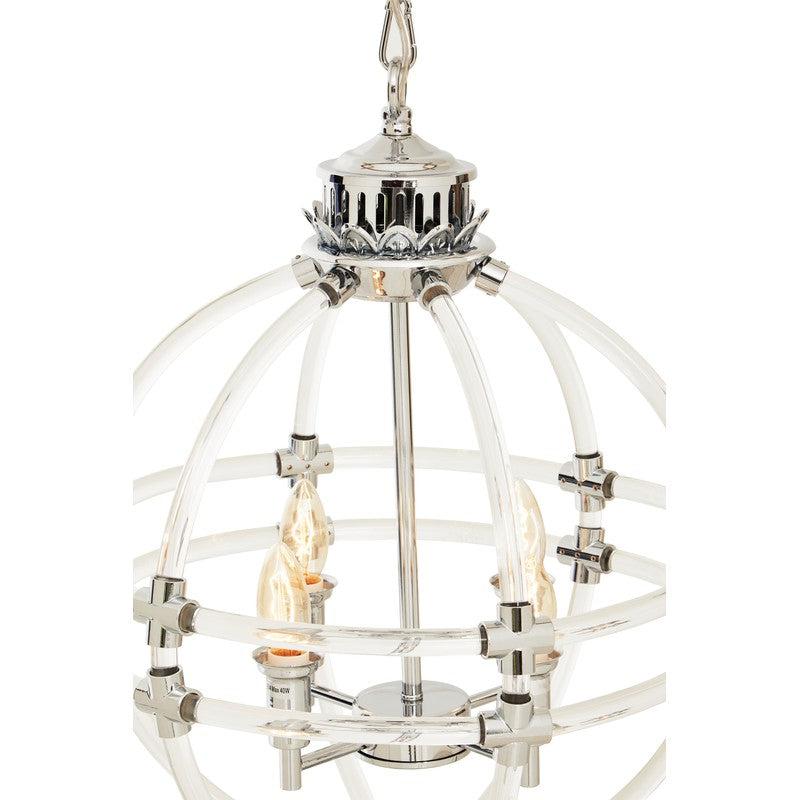 Burch Clear Acrylic and Chrome Orb Chandelier-Wrenford & Co.-nirohome
