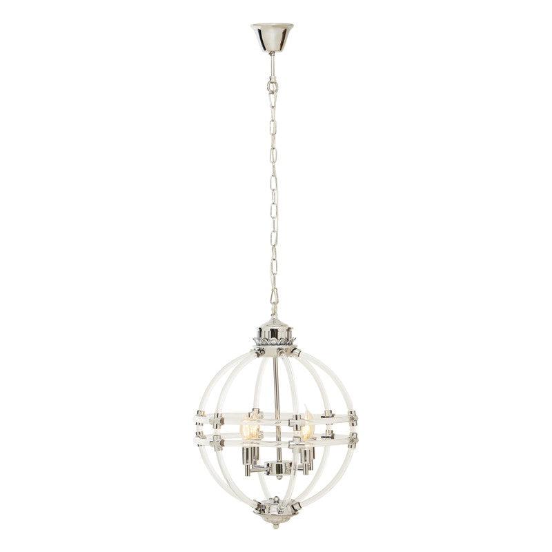 Burch Clear Acrylic and Chrome Orb Chandelier-Wrenford & Co.-nirohome