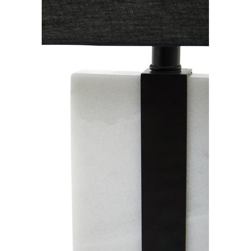 Burke White Marble Column Table Lamp With Black Base & Shade-Niro Home-nirohome