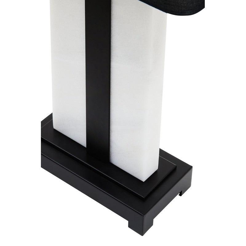 Burke White Marble Column Table Lamp With Black Base & Shade-Niro Home-nirohome