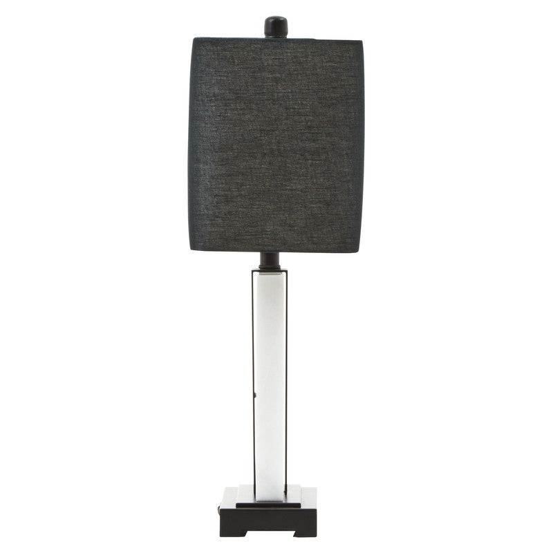 Burke White Marble Column Table Lamp With Black Base & Shade-Niro Home-nirohome