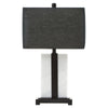 Burke White Marble Column Table Lamp With Black Base & Shade-Niro Home-nirohome