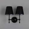 Bursa Modern Brass Double Wall Light With Fabric Shades-Mullan Lighting-Antique Brass-Black-nirohome