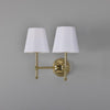 Bursa Modern Brass Double Wall Light With Fabric Shades-Mullan Lighting-Antique Brass-Black-nirohome