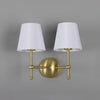 Bursa Modern Brass Double Wall Light With Fabric Shades-Mullan Lighting-Antique Brass-Black-nirohome