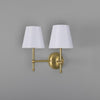 Bursa Modern Brass Double Wall Light With Fabric Shades-Mullan Lighting-Antique Brass-Black-nirohome