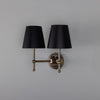 Bursa Modern Brass Double Wall Light With Fabric Shades-Mullan Lighting-Antique Brass-Black-nirohome