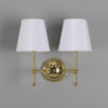 Bursa Modern Brass Double Wall Light With Fabric Shades-Mullan Lighting-Polished Brass-Black-nirohome