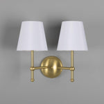 Bursa Modern Brass Double Wall Light With Fabric Shades-Mullan Lighting-Satin Brass-Black-nirohome