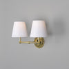 Busan Modern Double Wall Light With Fabric Shades-Mullan Lighting-Antique Brass-Black-nirohome