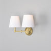 Busan Modern Double Wall Light With Fabric Shades-Mullan Lighting-Antique Brass-Black-nirohome