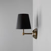 Busan Modern Double Wall Light With Fabric Shades-Mullan Lighting-Antique Brass-Black-nirohome