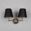 Busan Modern Double Wall Light With Fabric Shades-Mullan Lighting-Antique Brass-Black-nirohome