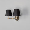 Busan Modern Double Wall Light With Fabric Shades-Mullan Lighting-Antique Brass-Black-nirohome