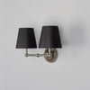 Busan Modern Double Wall Light With Fabric Shades-Mullan Lighting-Antique Brass-Black-nirohome