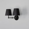 Busan Modern Double Wall Light With Fabric Shades-Mullan Lighting-Antique Brass-Black-nirohome