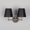 Busan Modern Double Wall Light With Fabric Shades-Mullan Lighting-Antique Silver-Black-nirohome