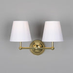 Busan Modern Double Wall Light With Fabric Shades-Mullan Lighting-Polished Brass-Black-nirohome