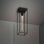 Caged Large Ceiling Light With Marble Back Panel-Buster + Punch-Black Marble-nirohome