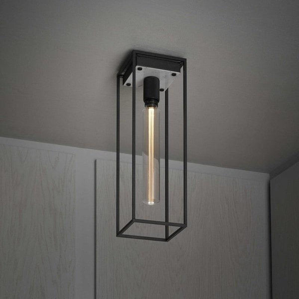 Caged Large Ceiling Light With Marble Back Panel