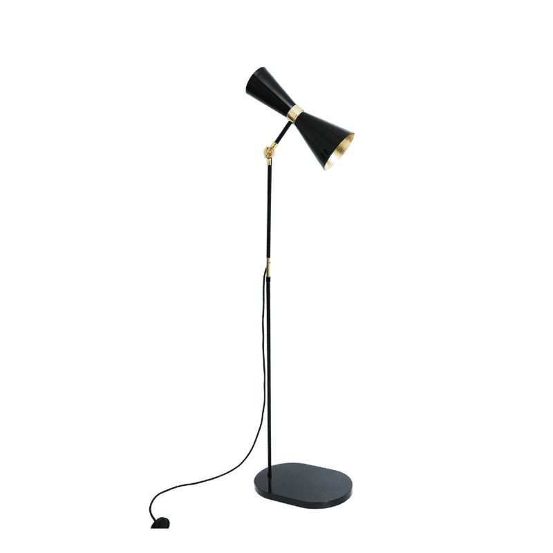 Cairo Floor Lamp Mid-Century Brass-Mullan Lighting-Powder-Coated Matte Black & Polished Brass-nirohome