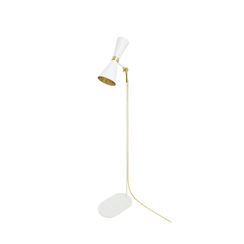 Cairo Floor Lamp Mid-Century Brass-Mullan Lighting-Powder-Coated White & Polished Brass-nirohome