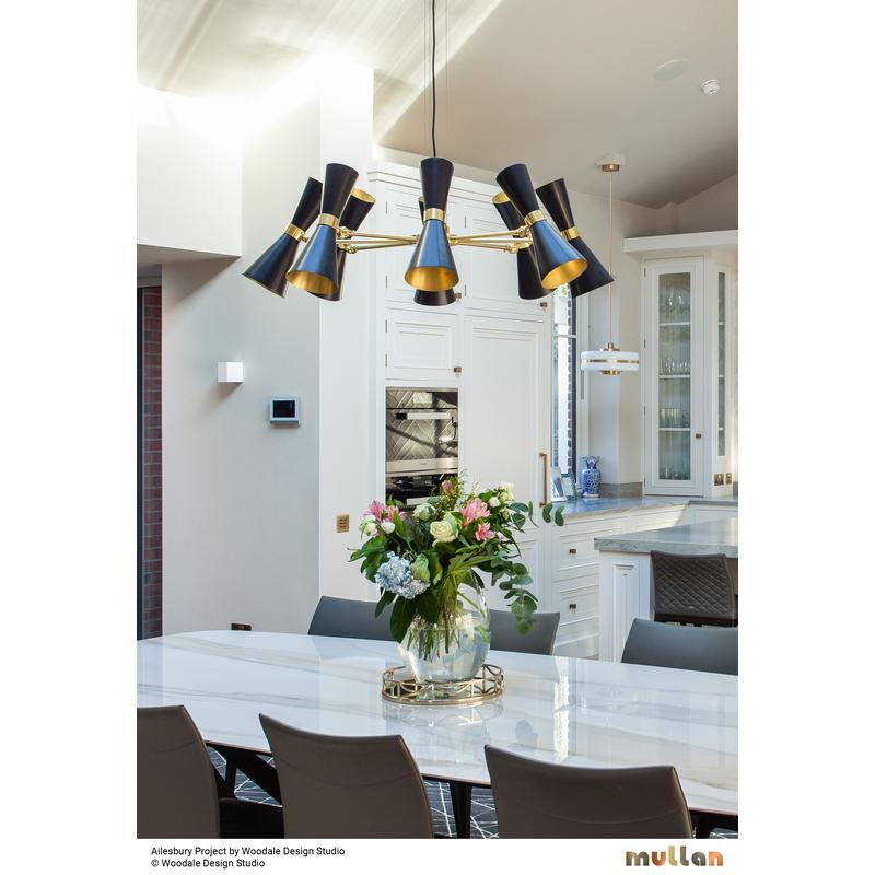 Cairo Mid-Century Chandelier, 8 Arm-Mullan Lighting-Powder-Coated Black-100cm-nirohome