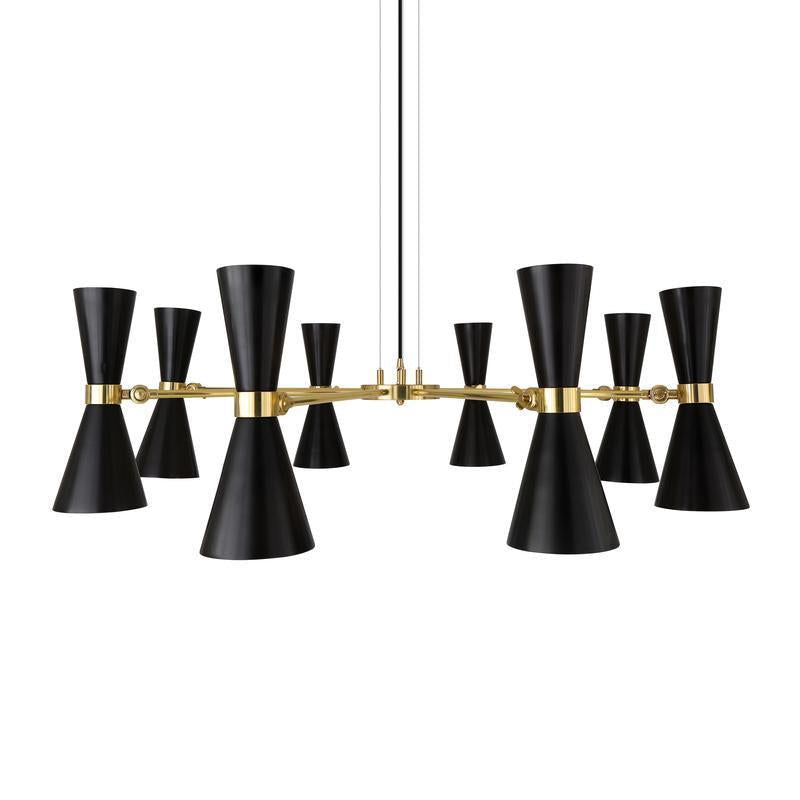 Cairo Mid-Century Chandelier, 8 Arm-Mullan Lighting-Powder-Coated Black-100cm-nirohome
