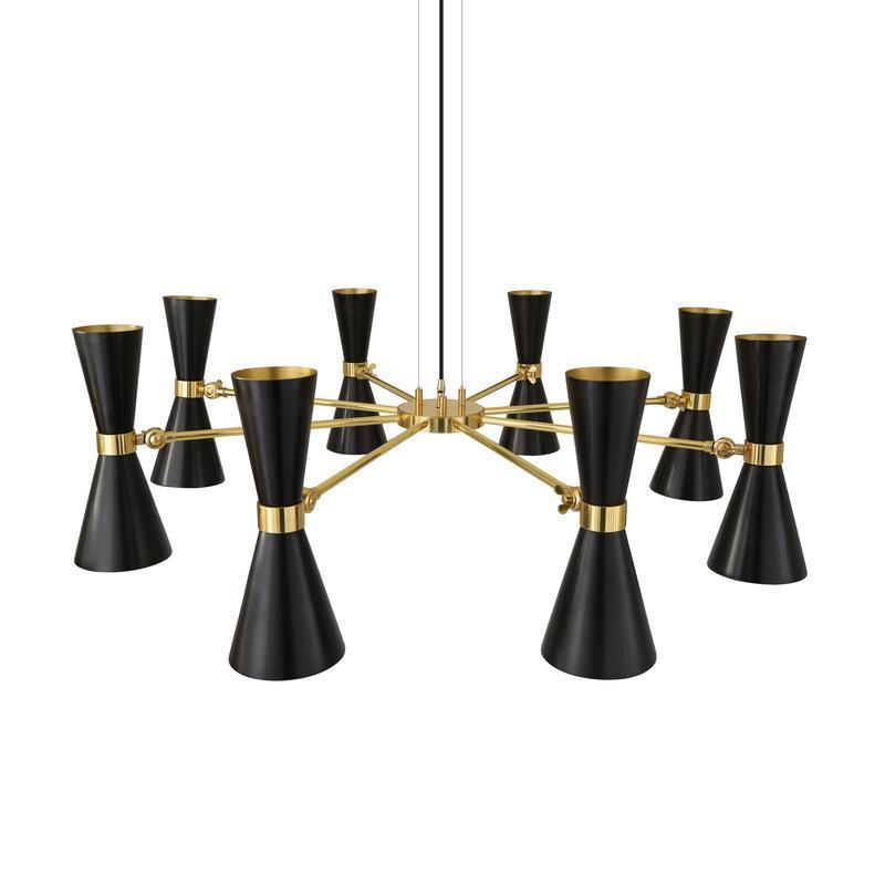 Cairo Mid-Century Chandelier, 8 Arm-Mullan Lighting-Powder-Coated Black-100cm-nirohome