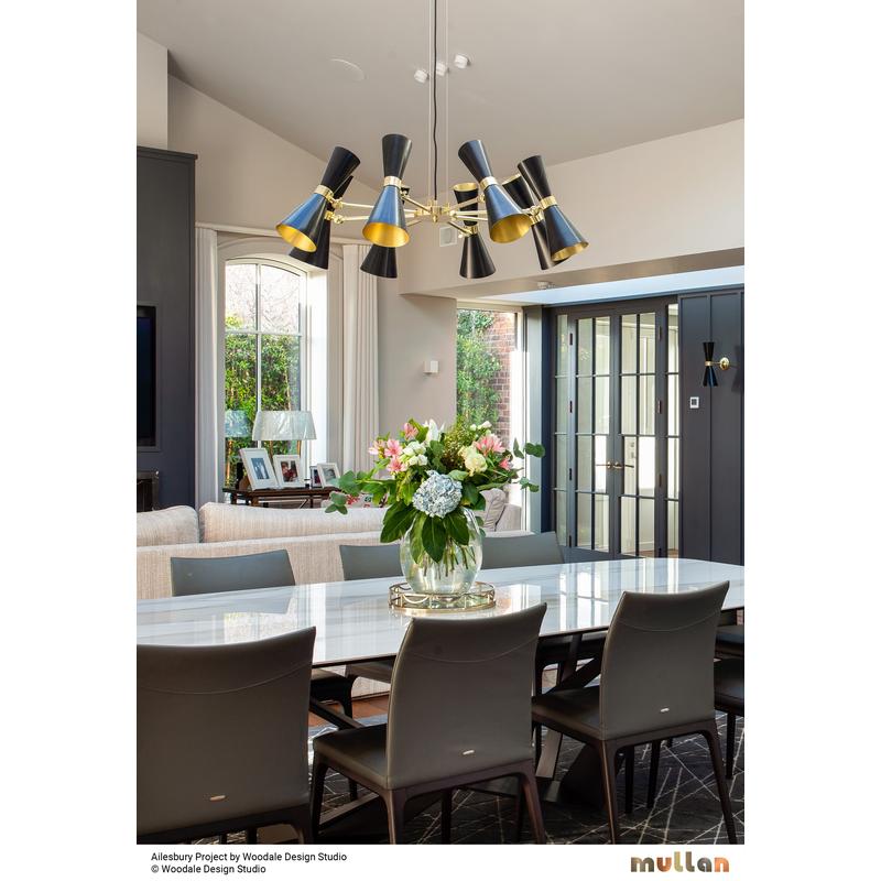 Cairo Mid-Century Chandelier, 8 Arm-Mullan Lighting-Powder-Coated Black-100cm-nirohome