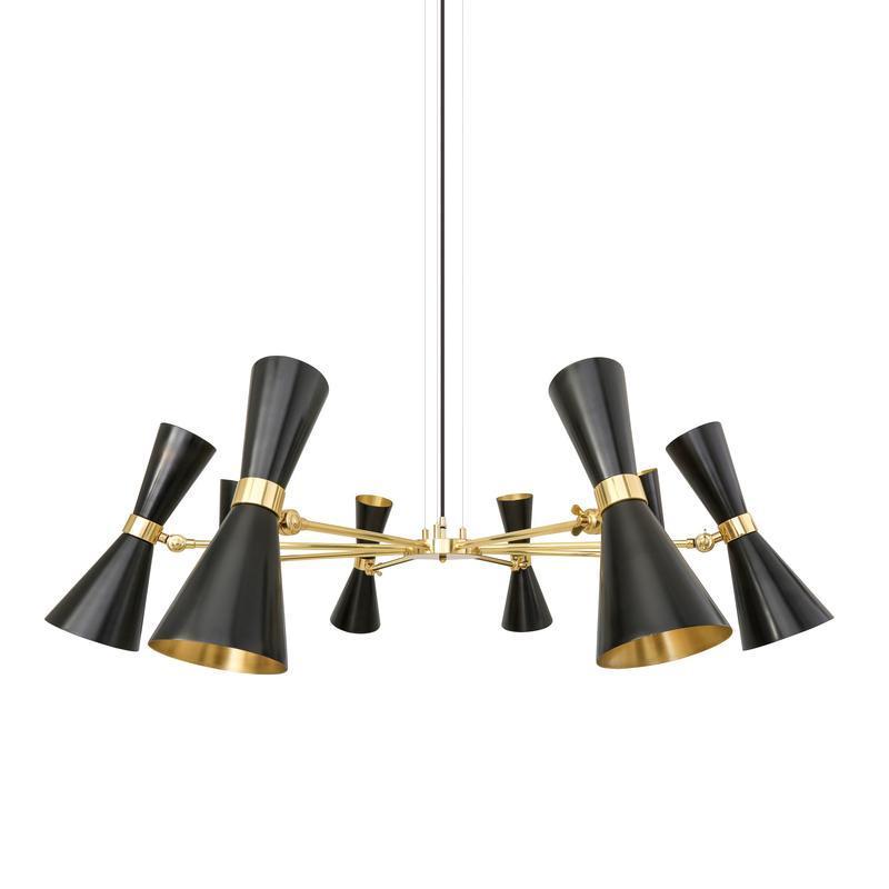 Cairo Mid-Century Chandelier, 8 Arm-Mullan Lighting-Powder-Coated Black-100cm-nirohome