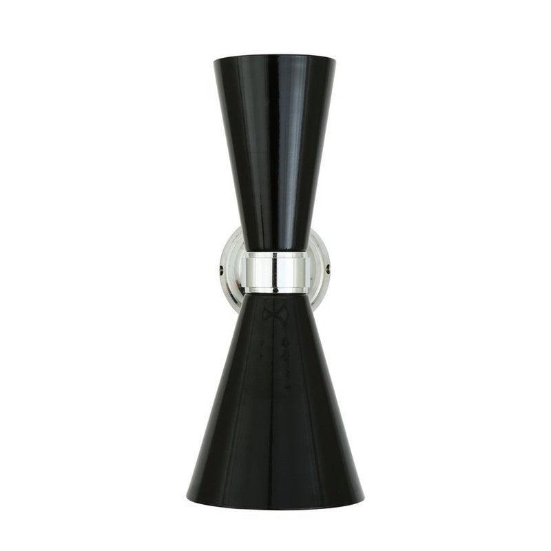 Cairo Mid-Century Double Cone Chrome Wall Light-Mullan Lighting-Powder Coated Matt Black / Polished Chrome-nirohome