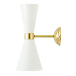 Cairo Mid-Century Double Cone Chrome Wall Light-Mullan Lighting-Powder Coated White / Polished Brass-nirohome