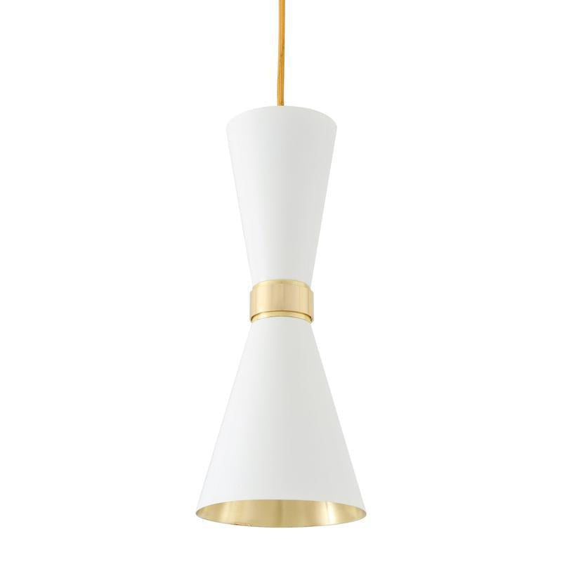 Cairo Mid-Century Pendant Light-Mullan Lighting-Powder Coated White & Polished Brass-100cm-nirohome