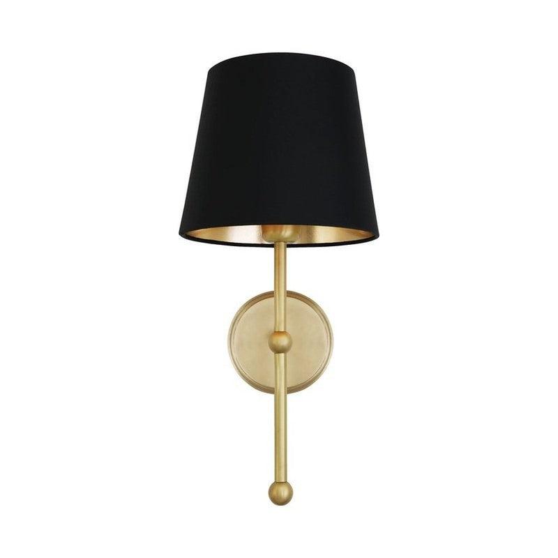 California Contemporary Brass Wall Light With Empire Fabric Shade-Mullan Lighting-nirohome