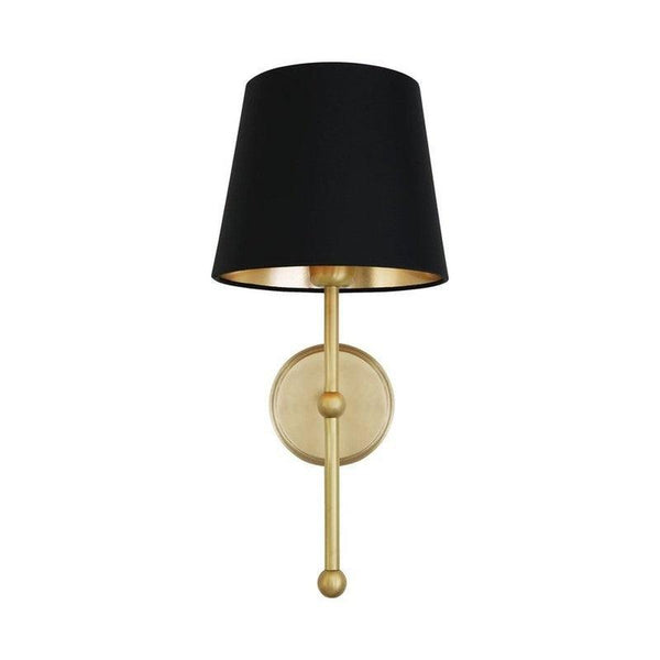 California Contemporary Brass Wall Light With Empire Fabric Shade