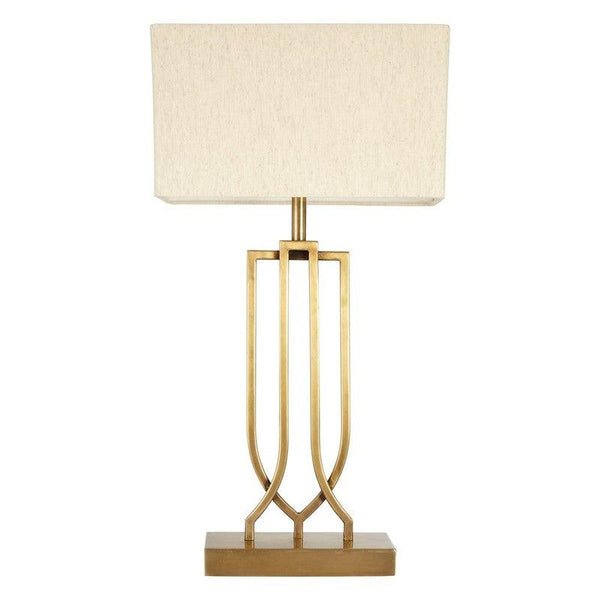 Cantrell Geometric Brass Table Lamp With Cream Shade