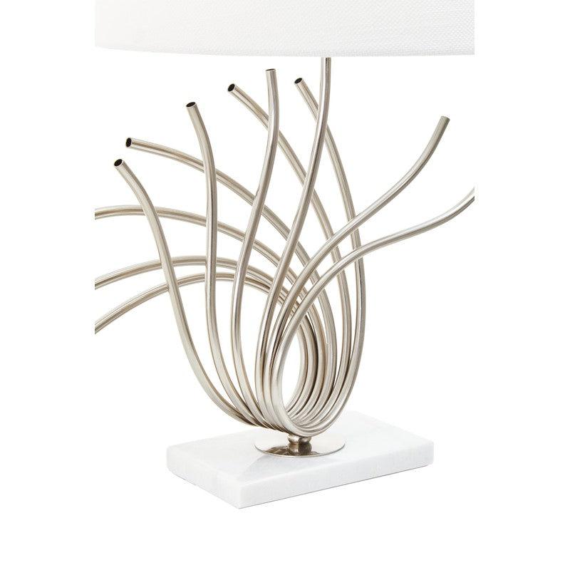 Cary Abstract Chrome Table Lamp With Linen Shade-Niro Home-nirohome