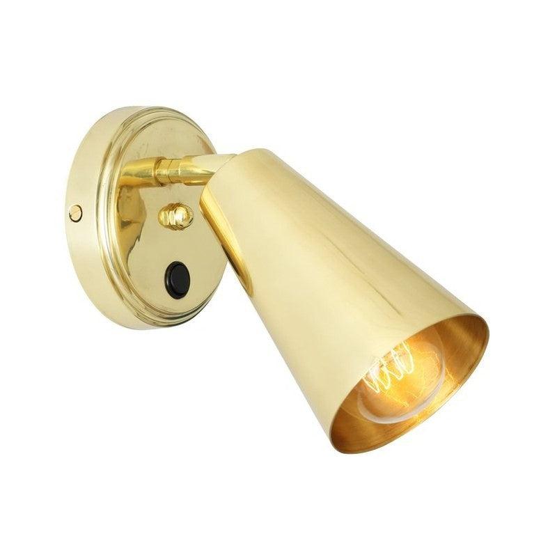 Cashel Brass Cone Wall Light with Switch-Mullan Lighting-Polished Brass-nirohome