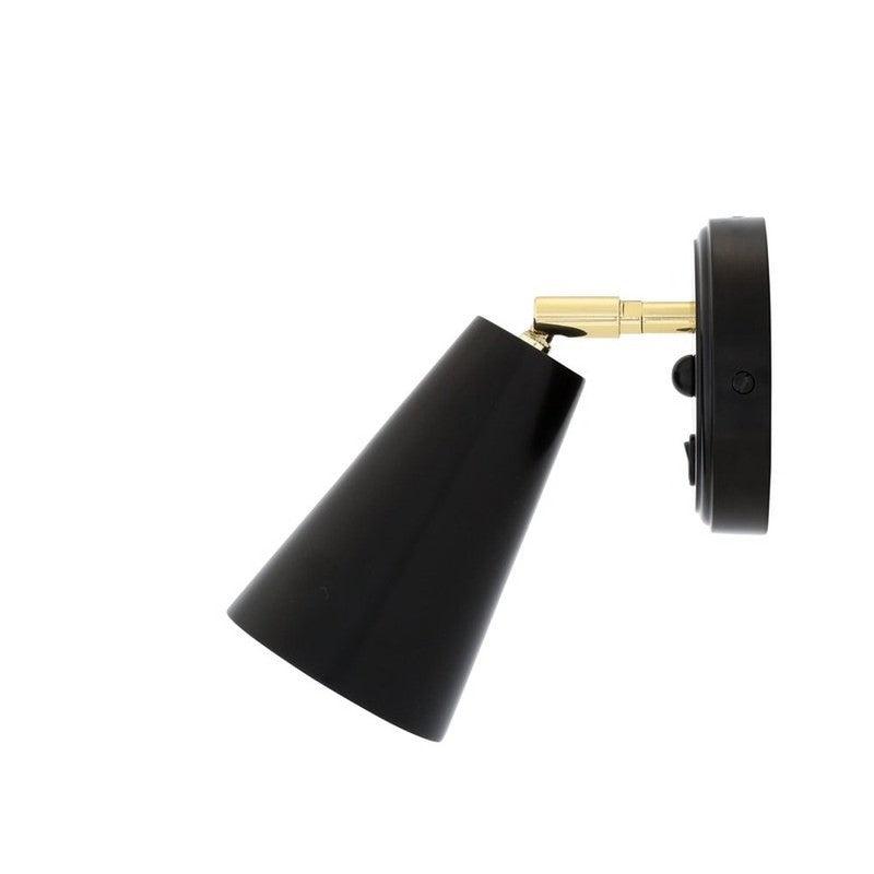 Cashel Brass Cone Wall Light with Switch-Mullan Lighting-Powder Coated Matt Black-nirohome